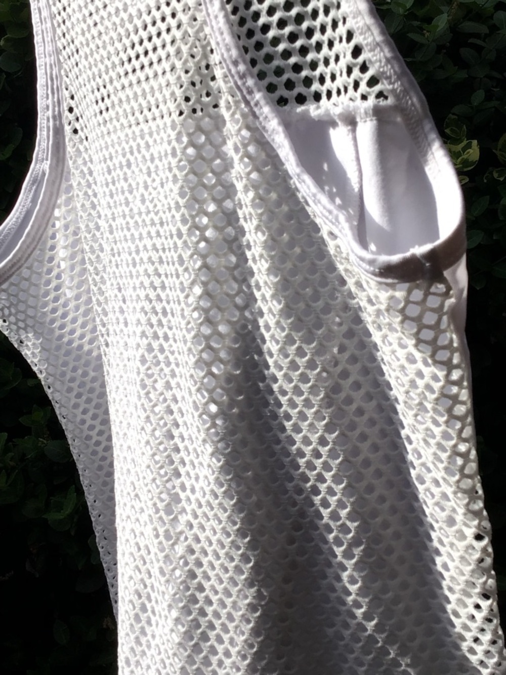 White Mesh Racerback Tank Top - Breathable Women's Layering Top